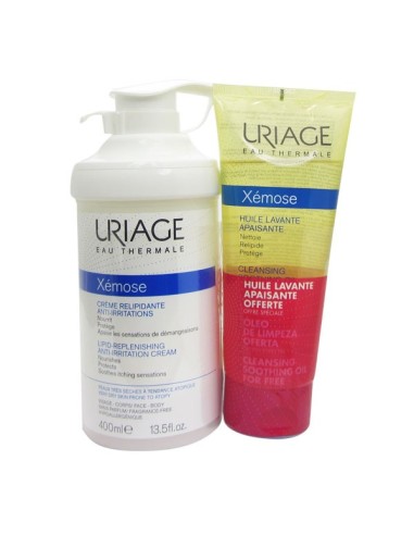 Uriage Xémose Pack Crema Universale Emolliente 400ml + Regalo Olio di Pulizia