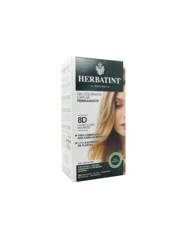 Gel colorato permanente per capelli Herbatint 8D Biondo chiaro dorato 150ml