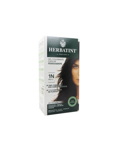 Gel colorato permanente per capelli Herbatint 1N Nero 150ml