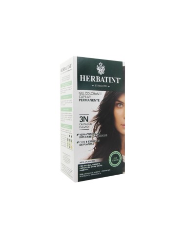 Gel colorato permanente per capelli Herbatint 3N Castano Scuro 150ml