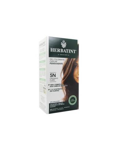 Gel colorato permanente per capelli Herbatint 5N Castano Chiaro 150ml