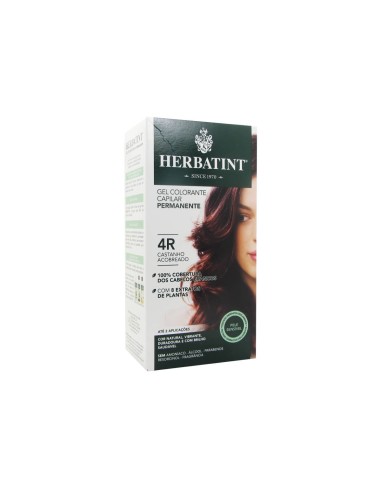 Gel colorato permanente per capelli Herbatint 4R Marrone rame 150ml