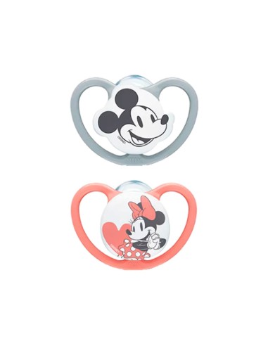 NUK Space Mickey Succhietto in Silicone Bambina 6-18M x2