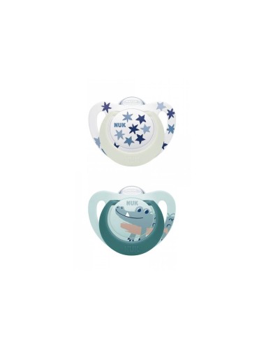 NUK Star Day and Night Succhietto in silicone 6-18M x2