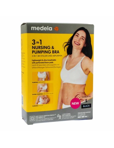 Medela 3 in 1 Nursing and Pumping Bra Nero S