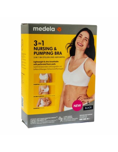 Medela 3 in 1 Nursing and Pumping Bra Nero L