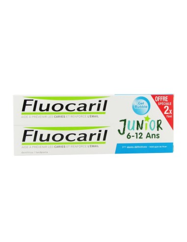 Fluocaril Junior da 6 a 12 Bubble Dentifrice Gel 2x75ml