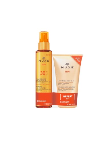 Nuxe Sun Pack Oil Abbronzatura ad alta protezione SPF30 150ml + freschezza del latte post-solare 100ml