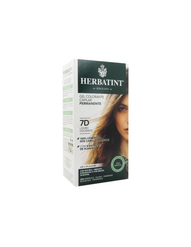 Gel colorato permanente per capelli Herbatint 7D Biondo dorato 150ml