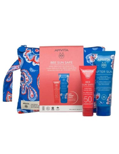 Apivita Pack Bee Sun Safe Crema Gel Viso e Corpo Rinfrescante, Calmante e Lenitiva SPF50