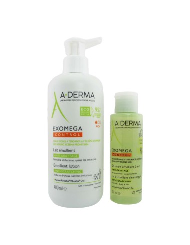 A-Derma Pack Exomega Control Latte 400ml e Gel Detergente 100ml