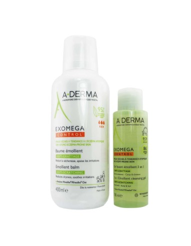 A-Derma Pack Exomega Control Balsamo 400ml e Gel Detergente 100ml