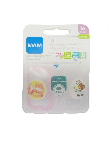 MAM Silicone aria ciuccio + 16m rosa 2un