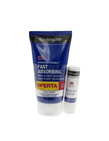 Neutrogena Pack Crema Mani ad Assorbimento Rapido 75ml e Stick Labbra 5g