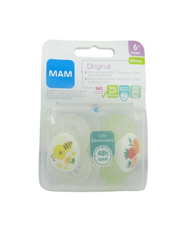 Mam Original Succhietto in Silicone 6m Rosa Opaco 2 Units