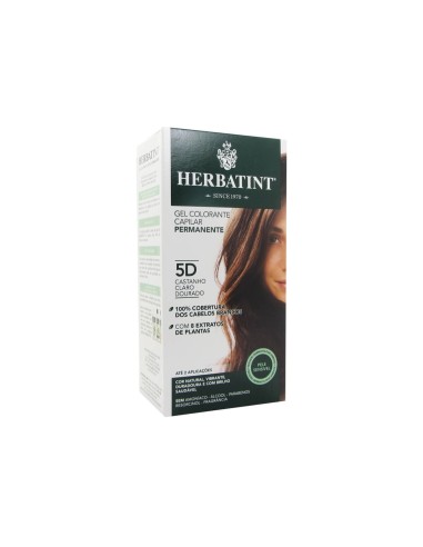 Gel colorato permanente per capelli Herbatint 5D castano chiaro dorato 150ml