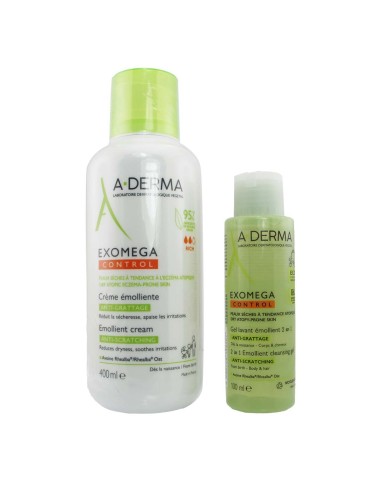 A-Derma Pack Exomega Control Crema 400ml e Gel Detergente 100ml