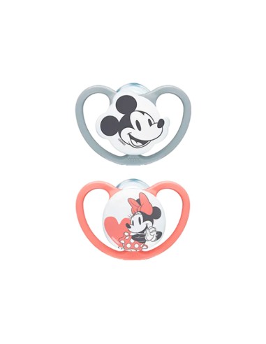 NUK Space Mickey Succhietto in Silicone Bambina 18-36M x2