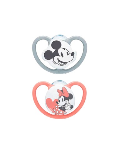 NUK Space Mickey Succhietto in Silicone Bambina 0-6M x2