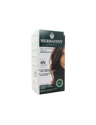 Gel colorato permanente per capelli Herbatint 4N Marrone 150ml