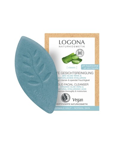 Logona Detergente Viso Solido con Aloe Vera e Acido Ialuronico Naturale 60g