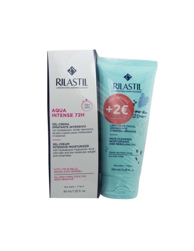 Rilastil Pack Aqua Intense 72H Gel-Crema 40ml e Detergente Viso 100ml