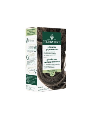 Herbatint Gel Colorante Capilar Permanente 6C Biondo Scuro Cenere 170ml