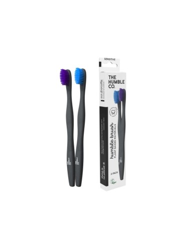 The Humble Co Spazzolino da Denti Plant Based Adulto Morbido Blu e Viola 2 pezzi