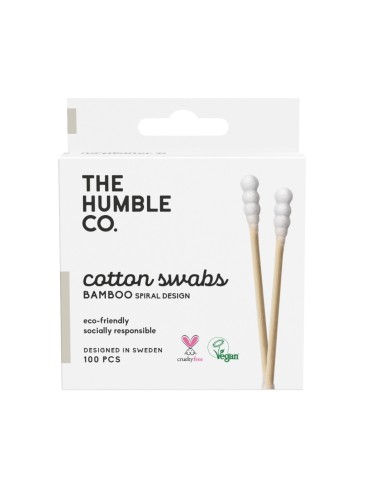 The Humble Co. Bastoncini di Cotone in Bambù e Cotone Biologico Bianchi Punta a Spirale 100 Unità