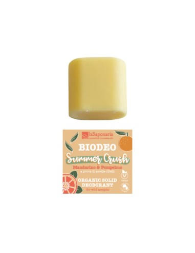 LaSaponaria Biodeodorante Solido Biologico Summer Crush Mandarino e pompelmo 40g